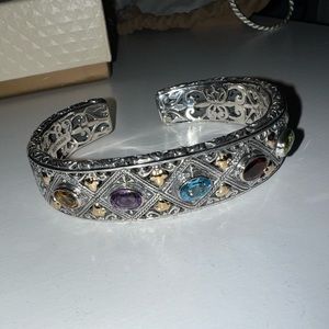 Sterling Silver and 18k Gold Gems Cuf